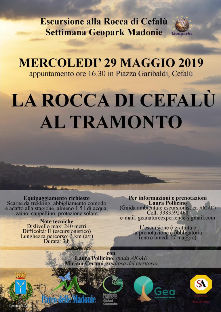Settimana Geopark – Escursione prevista alla Rocca di Cefalù è stata spostata al giorno 29 Maggio 2019