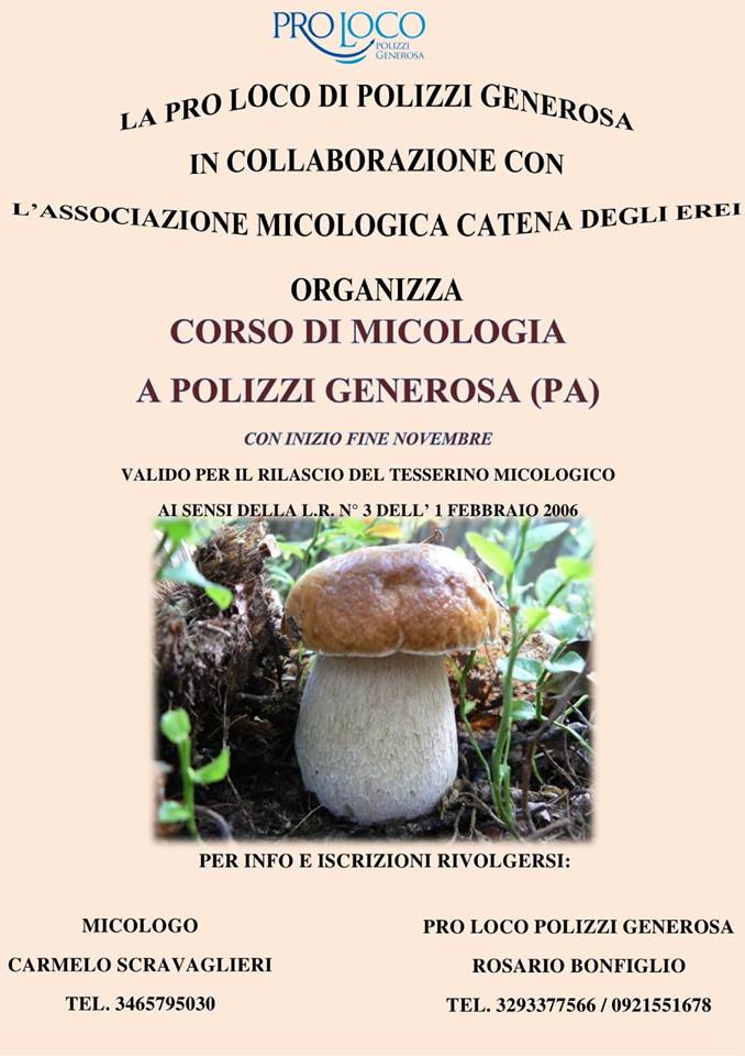 CORSO DI MICOLOGIA A POLIZZI GENEROSA