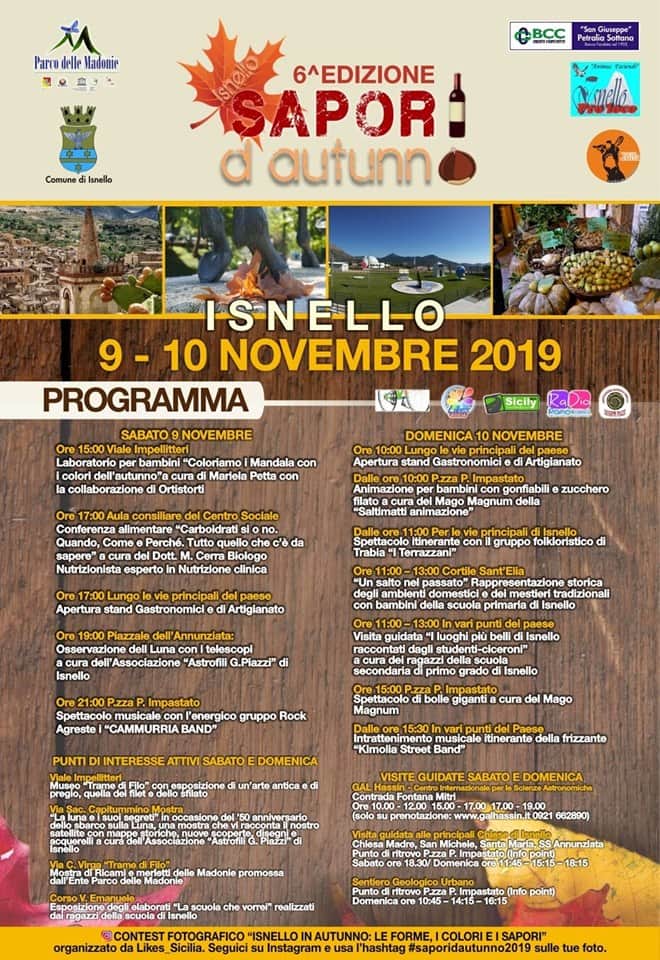 6° EDIZIONE DI SAPORI D’AUTUNNO A ISNELLO TANTI GLI APPUNTAMENTI