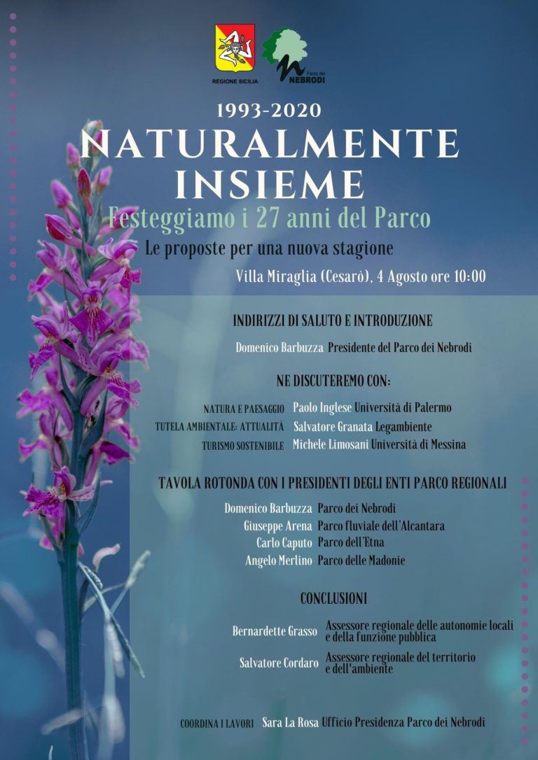 Il Parco dei Nebrodi festeggia 27 anni, a Villa Miraglia di Cesaro presenti i 4 Presidenti dei Parchi Siciliani,Angelo Merlino per il Parco delle Madonie.