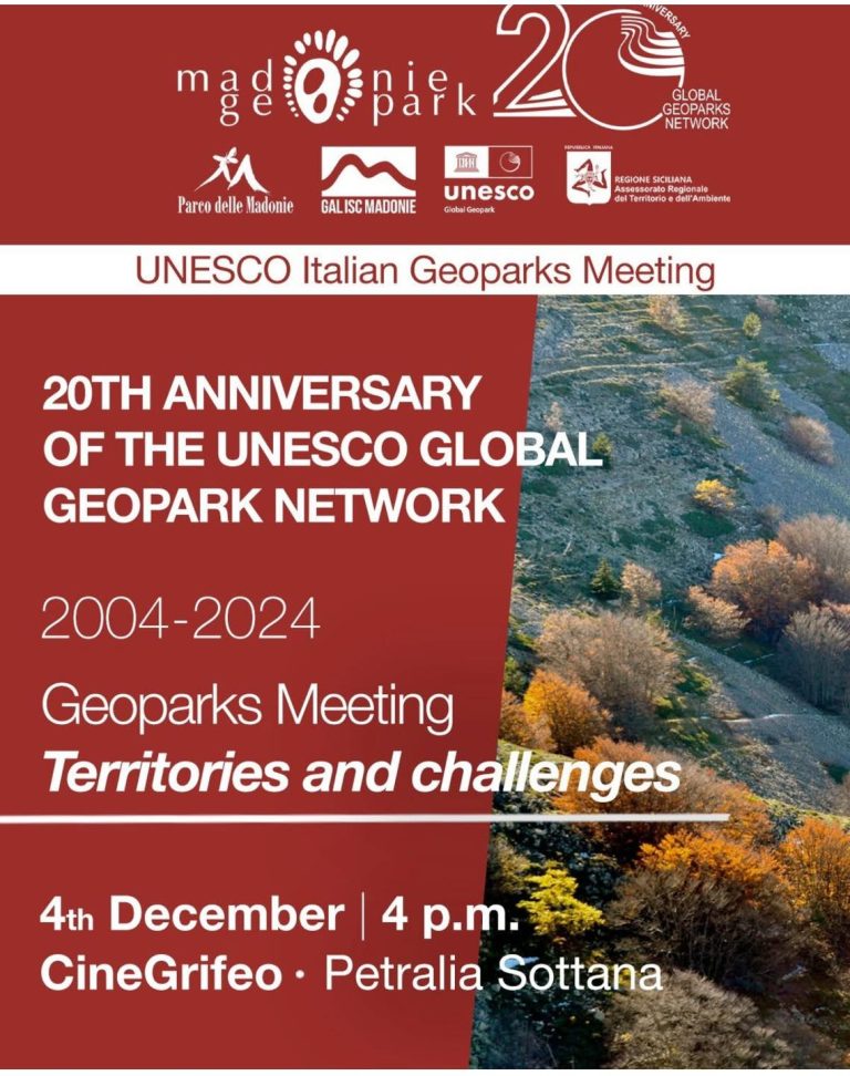 Meeting delegati nazionali Geoparchi UNESCO – Si ritroveranno martedi 3 e mercoledi 4 dicembre in Sicilia in occasione del ventennale della Rete mondiale Geopark Unesco su invito dell’Ente Parco delle Madonie.