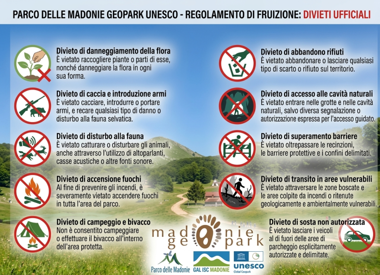 Fruizione del Parco delle Madonie: Elenco dei Divieti
